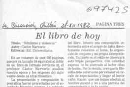 Libro de hoy. Nihilismo y violencia". Libro de hoy. Nihilismo y violencia".