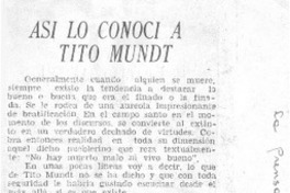 Asi lo conocí a Tito Mundt Asi lo conocí a Tito Mundt