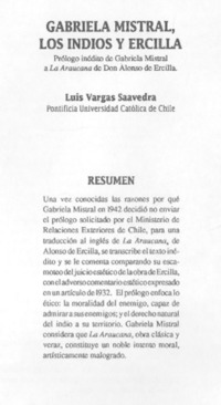 Gabriela Mistral, los indios y Ercilla