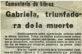 Gabriela, triunfadora de la muerte Gabriela, triunfadora de la muerte