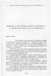 Homenaje a don Enrique Molina Garmendia en el primer centenario de su nacimiento.