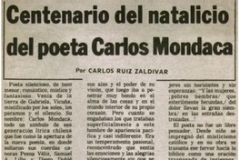 Centenario del natalicio del poeta Carlos Mondaca Centenario del natalicio del poeta Carlos Mondaca