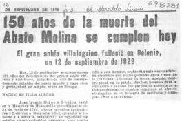 150 años de la muerte del Abate Molina se cumplen hoy. 150 años de la muerte del Abate Molina se cumplen hoy.