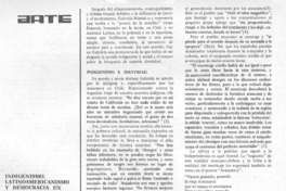 Indigenismo, latinoamericanismo y democracia en Gabriela Mistral Indigenismo, latinoamericanismo y democracia en Gabriela Mistral