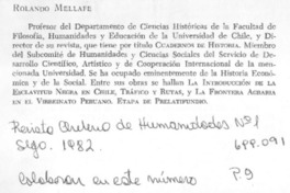 Rolando Mellafe.
