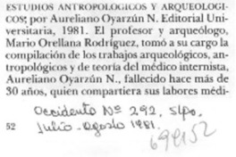 Estudios antropológicos y arqueológicos. Estudios antropológicos y arqueológicos.