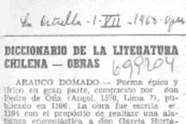 Diccionario de la Literatura Chilena. Diccionario de la Literatura Chilena.