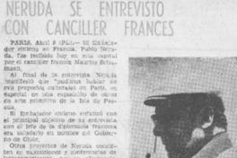 Neruda se entrevistó can canciller francés. Neruda se entrevistó can canciller francés.