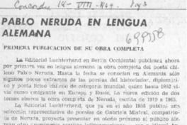 Pablo Neruda en lengua Alemana. Pablo Neruda en lengua Alemana.