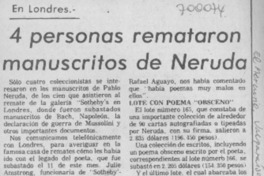 4 personas remataron manuscritos de Neruda. 4 personas remataron manuscritos de Neruda.