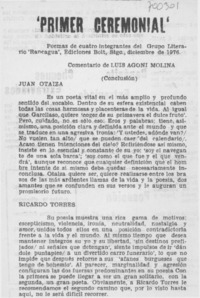 Primer ceremonial"