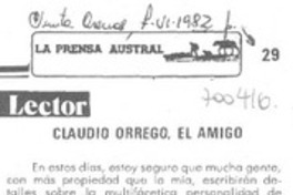 Claudio Orrego, el amigo Claudio Orrego, el amigo