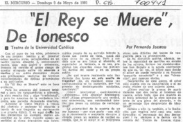 El Rey se muere" de Ionesco El Rey se muere" de Ionesco