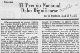 El premio nacional debe dignificarse El premio nacional debe dignificarse