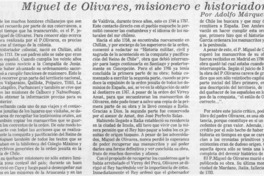 Miguel de Olivares, misionero e historiador Miguel de Olivares, misionero e historiador