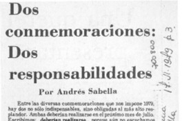 Dos conmemoraciones: dos responsabilidades Dos conmemoraciones: dos responsabilidades