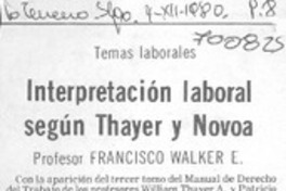 Interpretación laboral según Thayer y Novoa Interpretación laboral según Thayer y Novoa