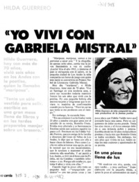 "Yo viví con Gabriela Mistral"