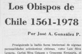 Los obispos de Chile 1561-1978
