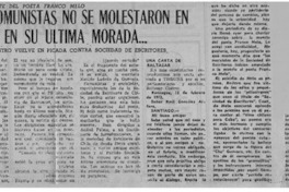 Y los comunistas no se molestaron en dejarlo en su última morada--