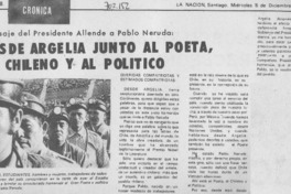 Desde Argelia junto al poeta, al chileno y al político. Desde Argelia junto al poeta, al chileno y al político.