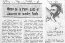 Marco Antonio de la Parra ganó el concurso de cuentos Paula. Marco Antonio de la Parra ganó el concurso de cuentos Paula.