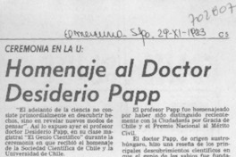 Homenaje al doctor Desiderio Papp.