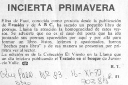 Incierta primavera Incierta primavera