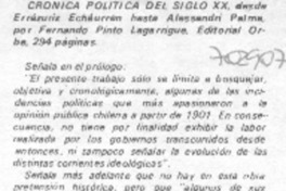 Crónica política del siglo XX. Crónica política del siglo XX.