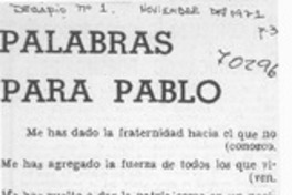 Palabras para Pablo. Palabras para Pablo.
