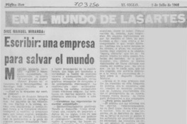 Escribir, una empresa para salvar el mundo. Escribir, una empresa para salvar el mundo.