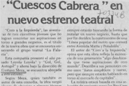 Cuescos Cabrera" en nuevo estreno teatral. Cuescos Cabrera" en nuevo estreno teatral.