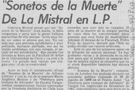 Sonetos de la muerte" de la Mistral en L. P. Sonetos de la muerte" de la Mistral en L. P.