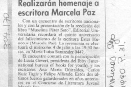 Realizarán homenaje a escritora Marcela Paz. Realizarán homenaje a escritora Marcela Paz.
