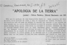 Apología de la tierra". Apología de la tierra".