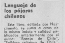 Lenguaje de los pájaros chilenos Lenguaje de los pájaros chilenos