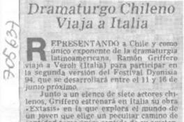 Dramaturgo chileno viaja a Italia. Dramaturgo chileno viaja a Italia.