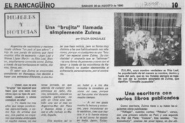 Una "brujita" llamada simplemente Zulma : [entrevista]