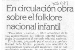 En circulación obra sobre el foklore nacional infantil. En circulación obra sobre el foklore nacional infantil.