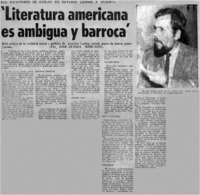 Literatura americana es ambigua y barroca