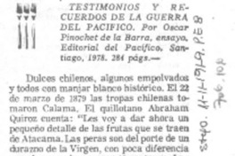 Testimonios y recuerdos de la Guerra del Pacífico Testimonios y recuerdos de la Guerra del Pacífico