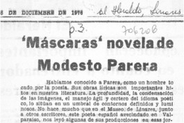 Máscaras" novela de Modesto Parera Máscaras" novela de Modesto Parera
