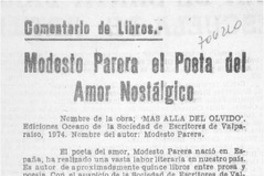 Modesto Parera el poeta del amor nostálgico Modesto Parera el poeta del amor nostálgico
