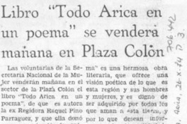 Libro "Todo Arica en un poema" se venderá mañana en Plaza Colón. Libro "Todo Arica en un poema" se venderá mañana en Plaza Colón.