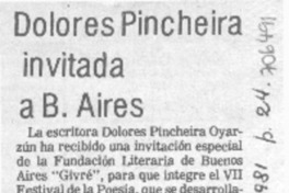 Dolores Pincheira invitada a B. Aires. Dolores Pincheira invitada a B. Aires.