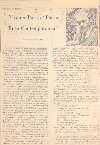 Nicanor Parra, "Poesía rusa contemporanea" Nicanor Parra, "Poesía rusa contemporanea"