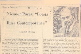 Nicanor Parra, "Poesía rusa contemporanea" Nicanor Parra, "Poesía rusa contemporanea"