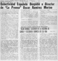 Colectividad española despidió a director de "La Prensa" Oscar Ramírez Merino. Colectividad española despidió a director de "La Prensa" Oscar Ramírez Merino.