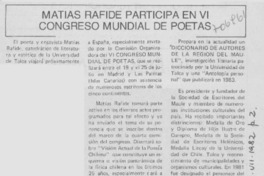 Matías Rafide participará en VI Congreso Mundial de Poetas. Matías Rafide participará en VI Congreso Mundial de Poetas.