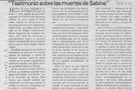 Testimonio sobre las muertes de Sabina Testimonio sobre las muertes de Sabina